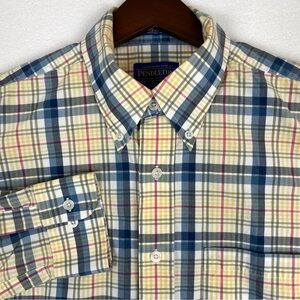 Pendleton Metro Shirt Men’s‎ Medium Plaid Long Sleeve Button Down Spring